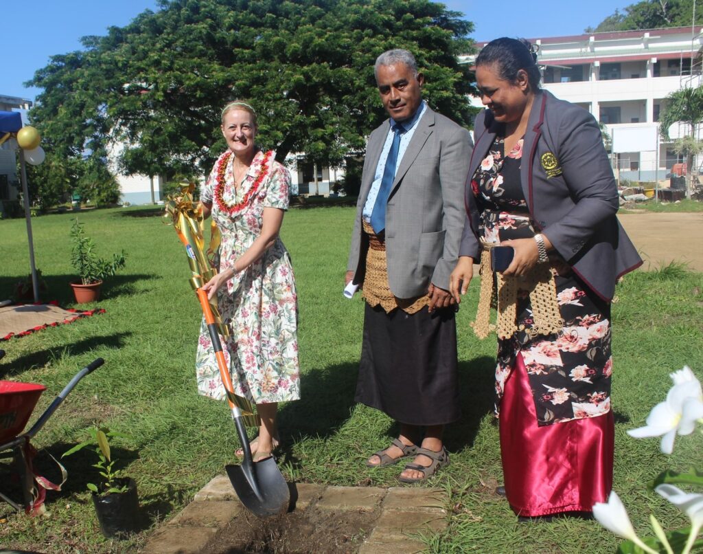 British High Commissioner to Tonga, H.E Ms Lucy Joyce, the CEO for the Ministry of Education and the Principal of Tonga High School