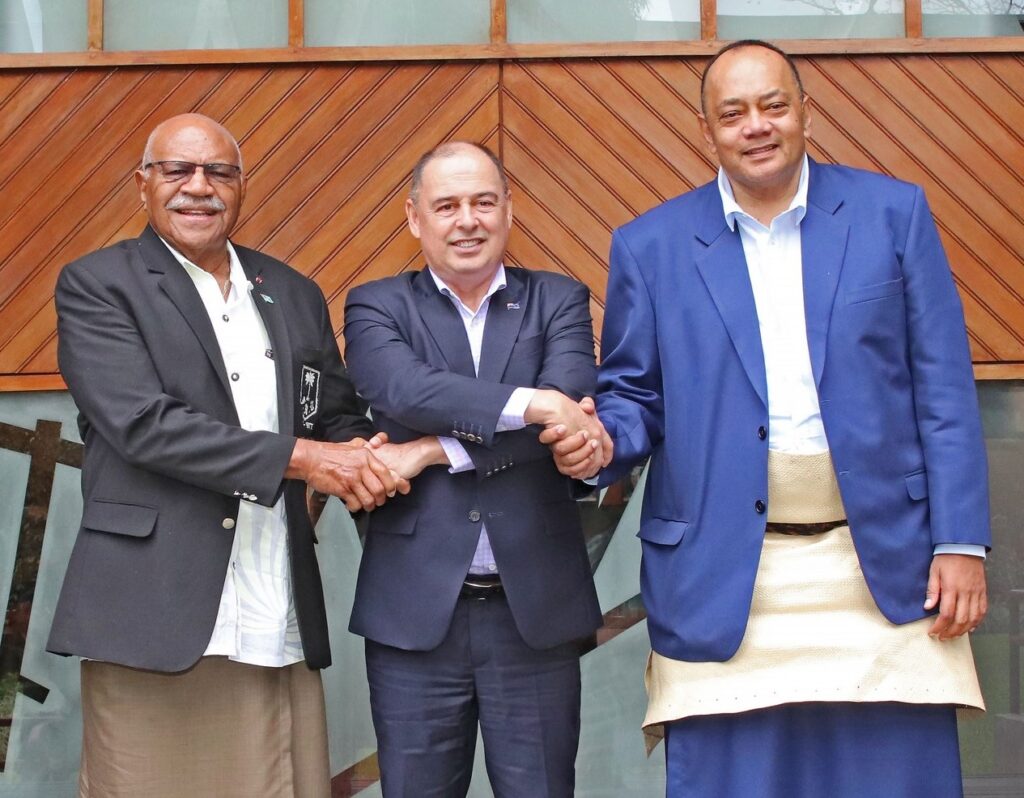 The Troika comprises the Pacific Islands Forum Chair and Prime Minister of the Cook Islands, The Hon Mark Brown, Prime Minister of Fiji and former Forum Chair, The Hon Sitiveni Rabuka and the next Forum Chair and Prime Minister of Tonga, The Hon. Hu'akavameiliku Siaosi Sovaleni.