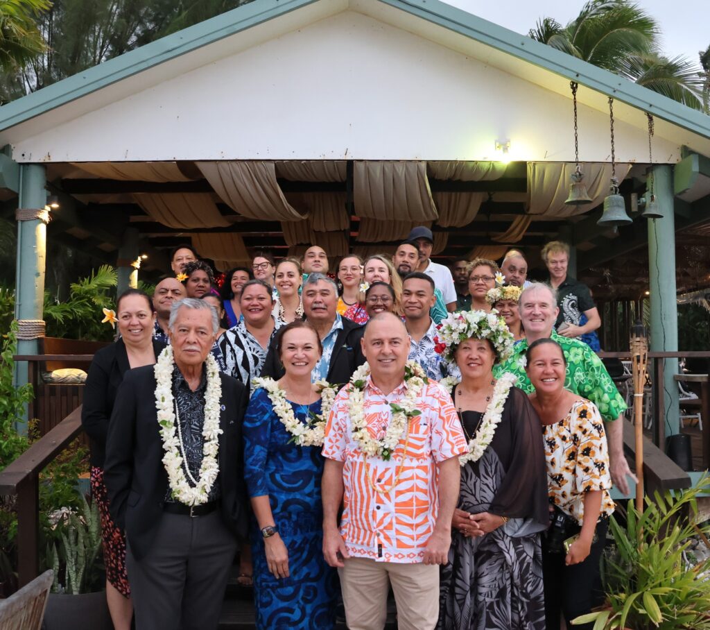 PIF Secretary General Henry Puna Cook Islands Prime MInister Mark Brown with the Pacific media at a 2 day media training before the 52 PIF leaders meeting to start this week