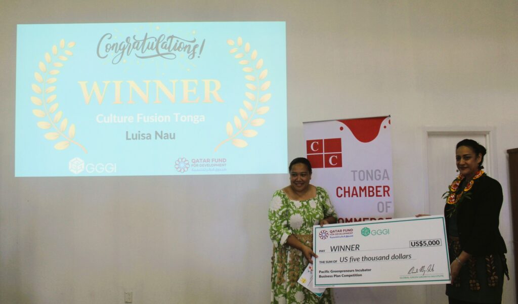 Photo 2. Culture Fusion Tonga Winner of Tonga Cohort 2023 Pacific Greenpreneurs Network Incubator Program Business Plan Competition