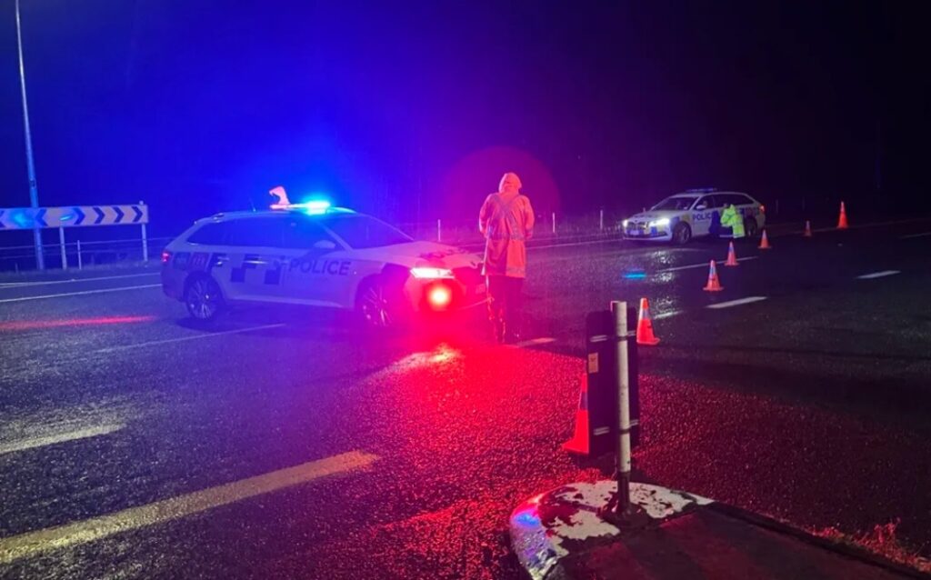 Police at the scene of the crash on State Highway 3. Photo RNZ