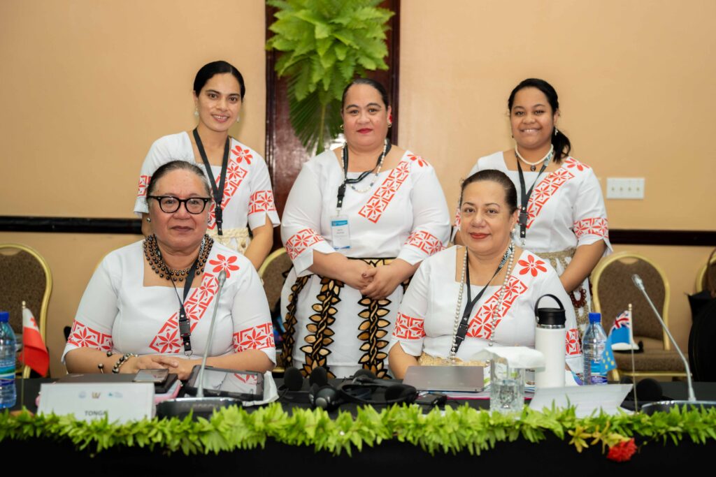 Hon Fekitamoeloa Utoikamanu, Mrs Polotu Paunga, CEO, Mrs Uieta Kaufusi, Ms Ana Jane Lagi from the Ministry of Internal Affairs, and Ms Nua Veilofia, MEIDECC . Photo SPC