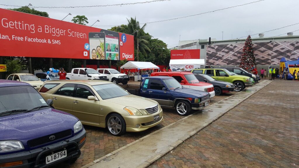Lineup of competing vehicles at the Tonga Annual Car Show launch in 2016. Photo Vaitohi Enterprises