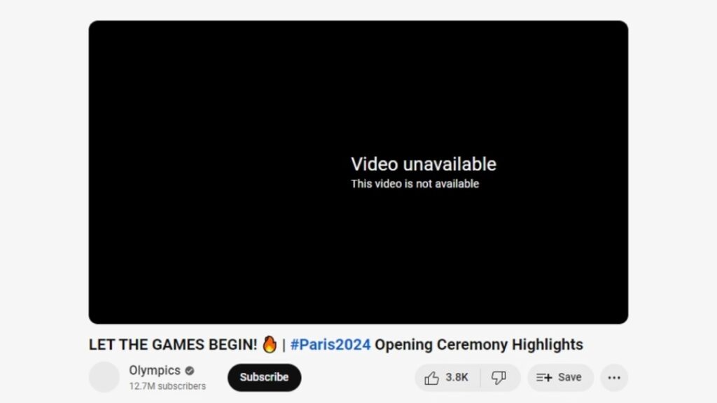 paris olympics youtube remove controversial opening segment