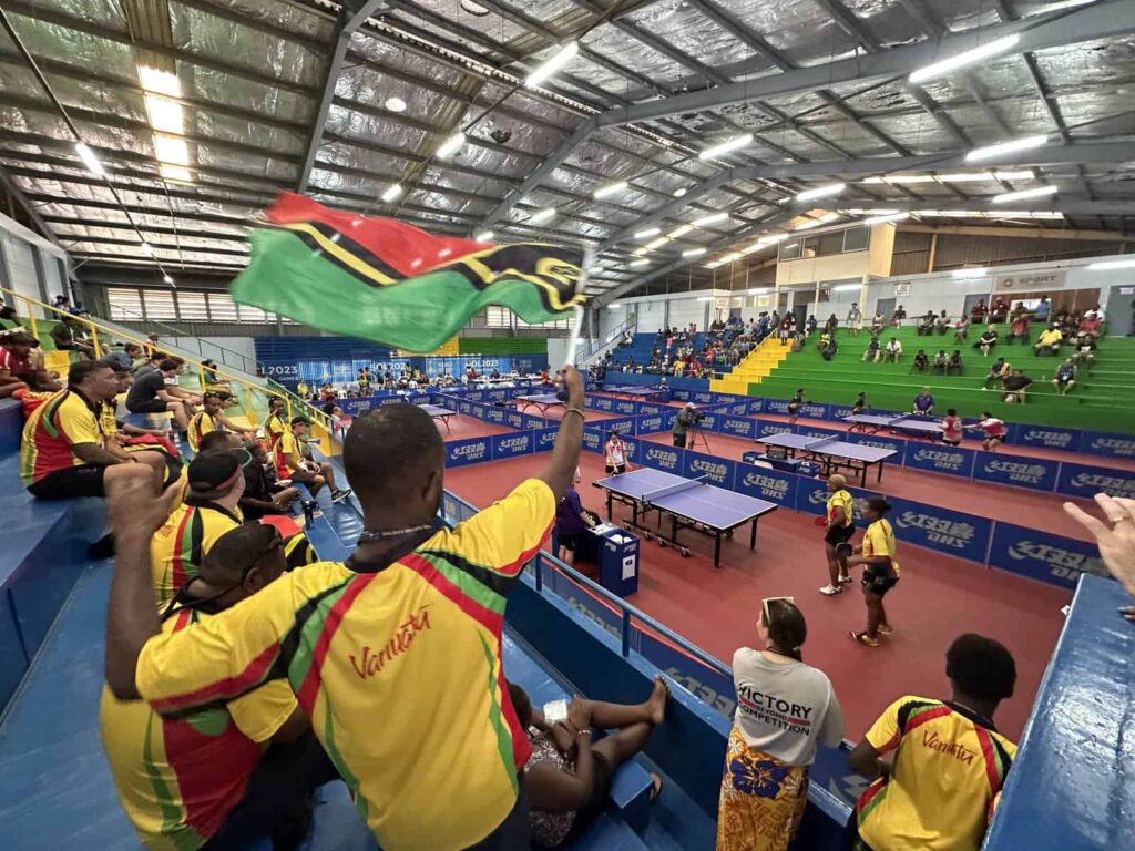 Vanuatu athletes cheer for table tennis team at 2023 Solomon Pacific GamesPhoto: Lawrence Ale/Pacific Games News Service