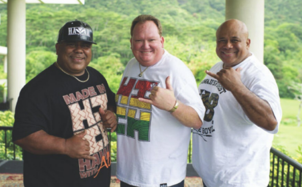 Kelly Boy De Lima, Tivaini “Tiva” Tatofi and Teimoni “Timo” Tatofi founded the Kapena band 40 years ago. PHoto Mauinews