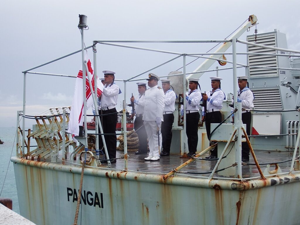 Lowering of the Ensign for the last time. VOEA Pangai Tonga