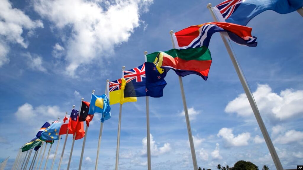 Pacific country flags. Photo AP