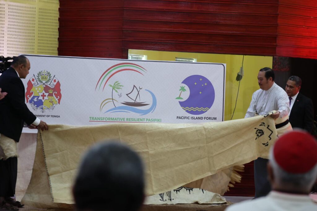 Tonga's Crown Prince, HRH Tupouto’a ‘UIukalala launching the 53rd PIFLM theme, logo, and dates in April 2024. Photo PMO