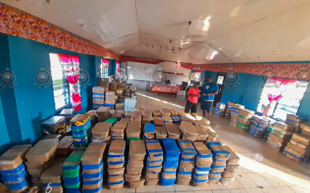 In January, Fiji police seized over three tonnes of methamphetamine stored in 797 medium-sized containers wrapped in brown tapes from a vacant house under construction in Namaka in Nadi. Photo: Fiji Police