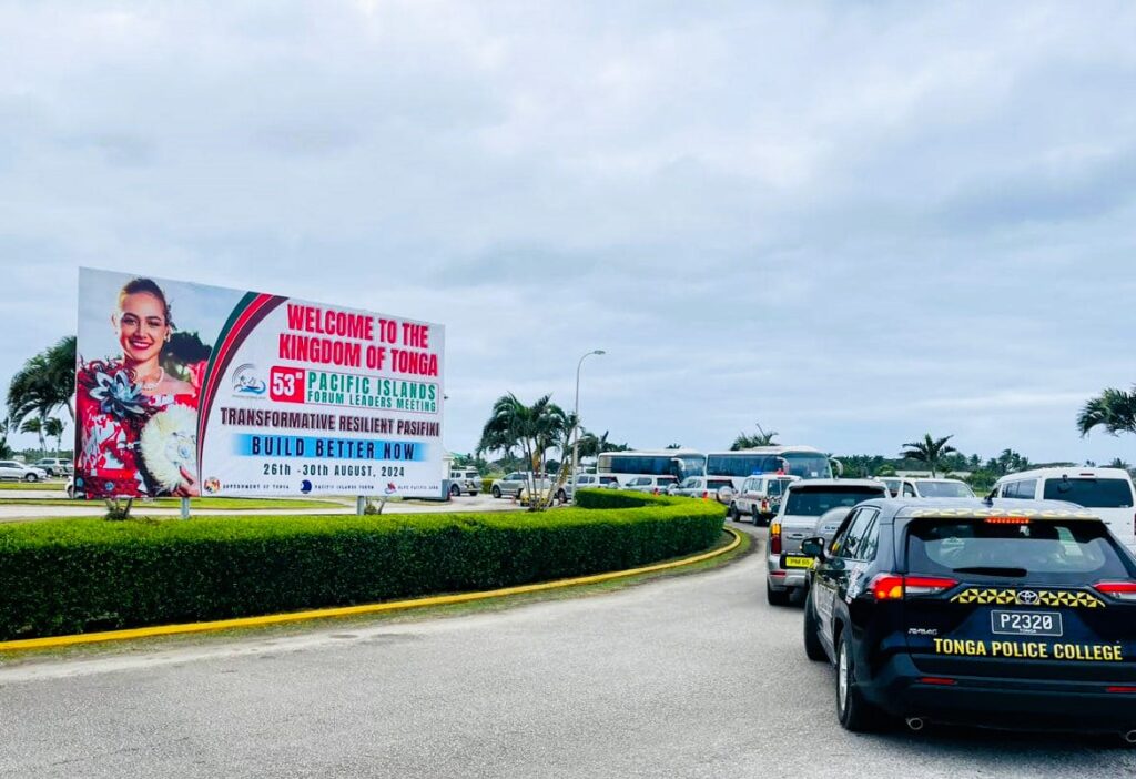 fuaamotu airport billboard pacific island forum leaders meeting welcome