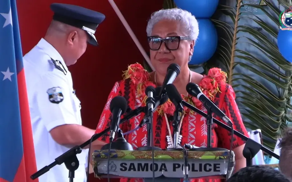 Samoa Prime Minister Fiamē launching the gun amnesty on Monday. 5 August 2024 Photo: Government of Samoa